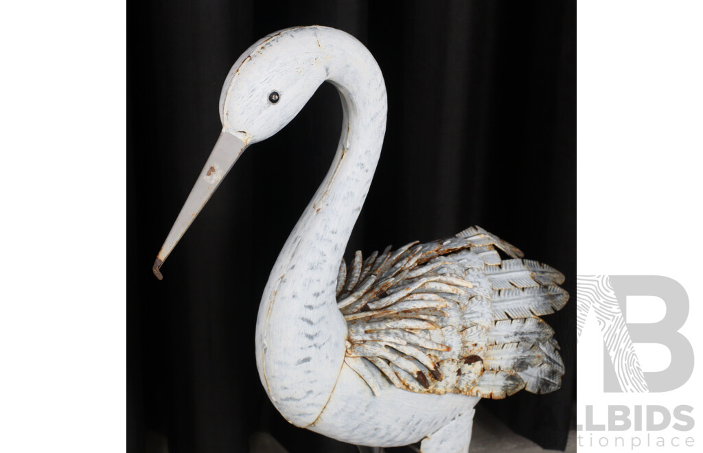 Large Rustic Crane Garden Ornament