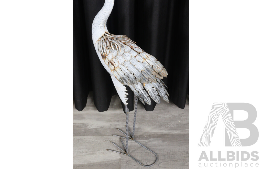 Large Rustic Crane Garden Ornament
