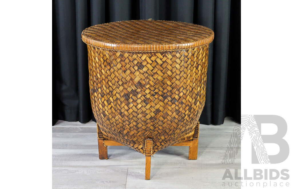 Large Lidded Finely Woven Basket