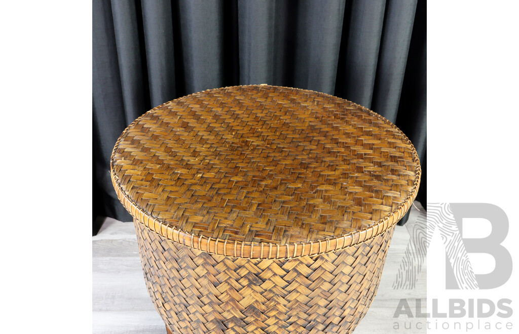 Large Lidded Finely Woven Basket