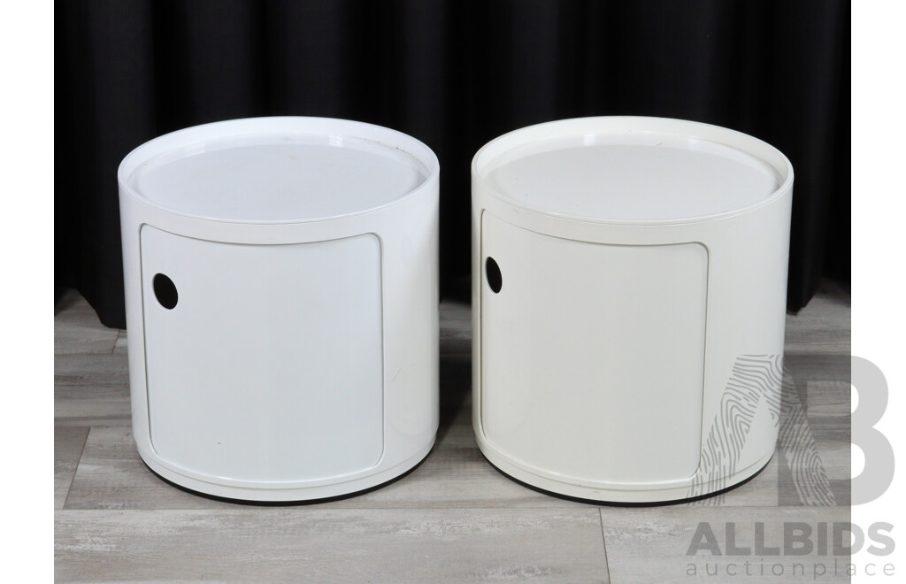 Pair of Moulded Plastic Barrel Bedsides