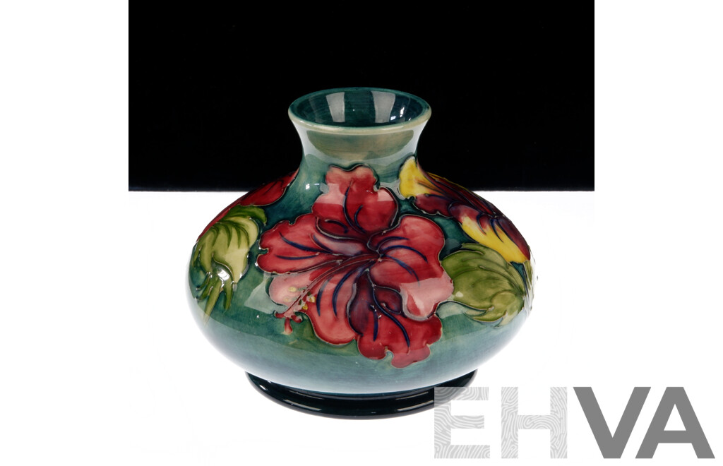 Vintage Walter Moorcroft Porcelain Hibiscus Vase with Royal Warrant Label to Base