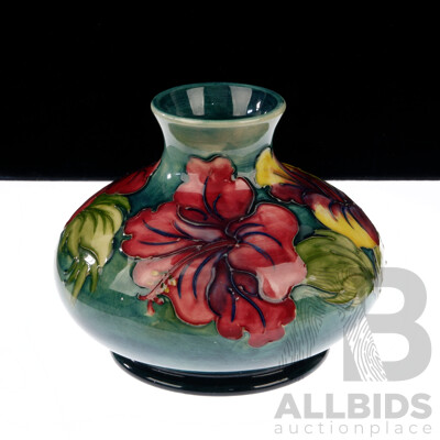 Vintage Walter Moorcroft Porcelain Hibiscus Vase with Royal Warrant Label to Base