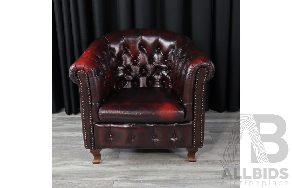 Chesterfield Style Leather Tub Chair