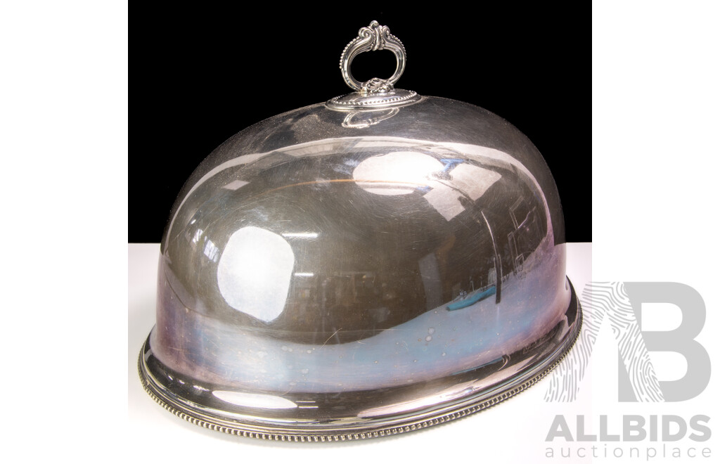 Retro Silver Plate Large Meat Dome Cloche