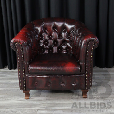 Chesterfield Style Leather Tub Chair