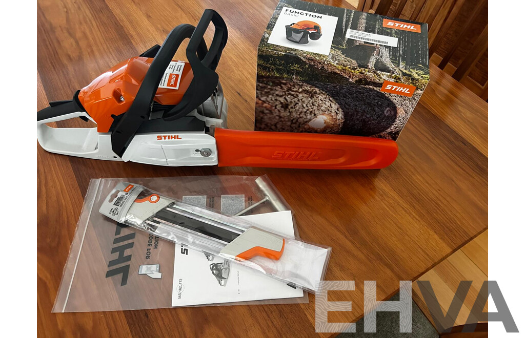 L87 - Stihl Chainsaw with head protection & Easy file chainsaw chain sharpener
