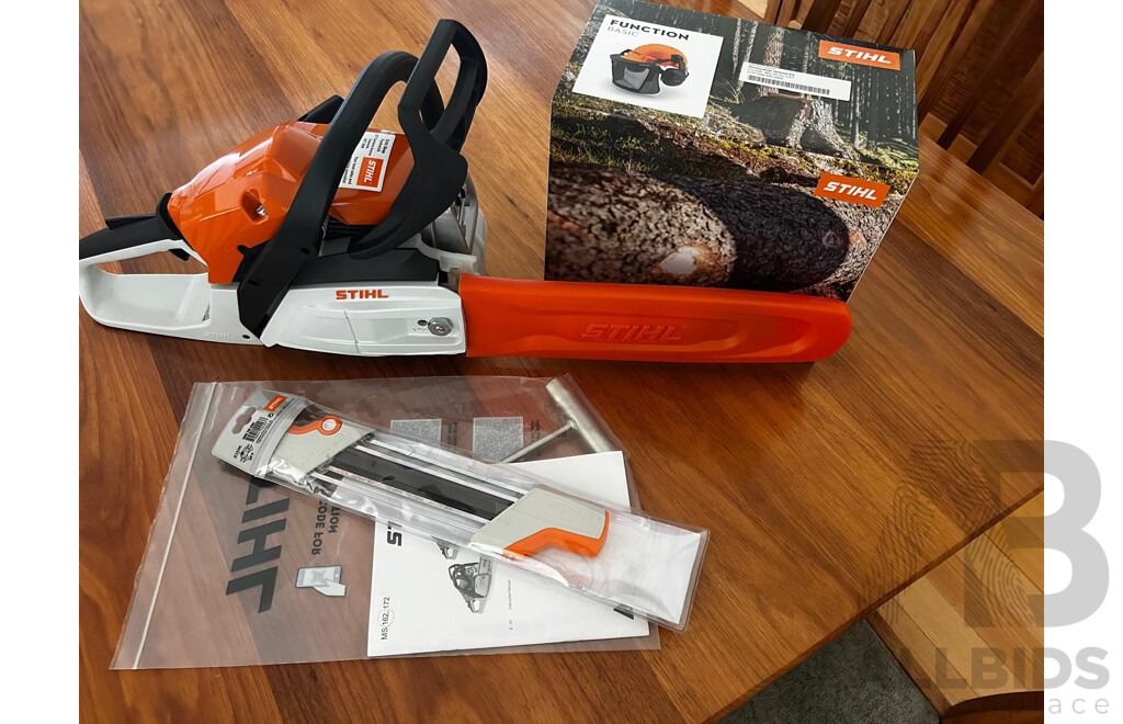 L87 - Stihl Chainsaw with head protection & Easy file chainsaw chain sharpener