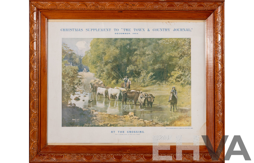 Artist Unknown, (c1904), at the Crossing, Antique Reproduction Copy of Original Photograph, Published for The Town & Country Journal, Christmas Supplement, December, 1904, 52 x 61 cm (frame)
