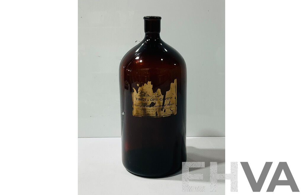 Vintage Tincture of Opium Brown Glass Bottel by Elliots Australian Drug Pty Ltd