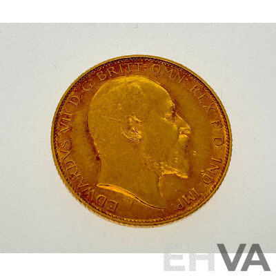 Australian 1909 KEVII Gold Half Sovereign, Melbourne Mint .917