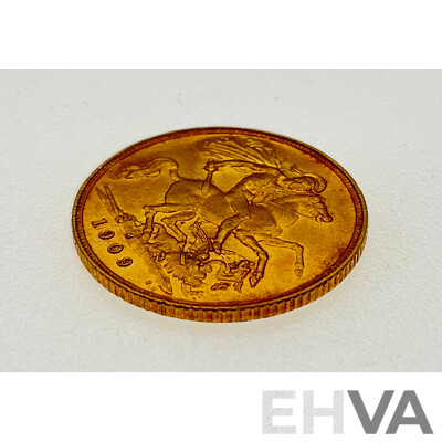 Australian 1909 KEVII Gold Half Sovereign, Melbourne Mint .917