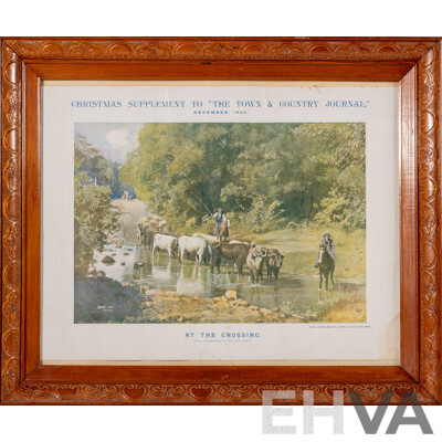 Artist Unknown, (c1904), at the Crossing, Antique Reproduction Copy of Original Photograph, Published for The Town & Country Journal, Christmas Supplement, December, 1904, 52 x 61 cm (frame)