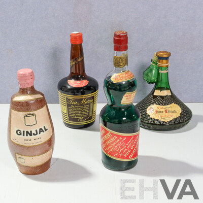 Collection Four Bottles Alcohol Comprising Tia Maria Get Freres Cream De Menth, St Martino Vino Chianti & Gingal Rose Wine