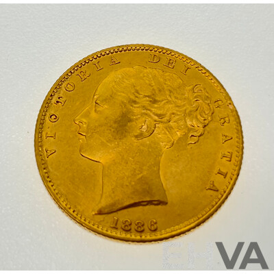 Australian 1886 Gold Sovereign, Sydney Mint .917