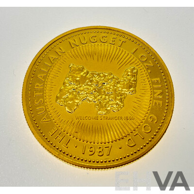 Australian 1987 Gold One Hundred Dollar Coin, The Australian Nugget, Welcome Stranger 1869, 1 Oz Fine Gold