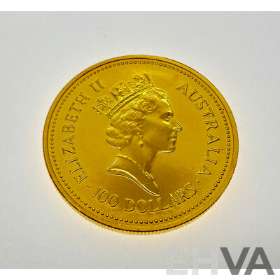 Australian 1987 Gold One Hundred Dollar Coin, The Australian Nugget, Welcome Stranger 1869, 1 Oz Fine Gold