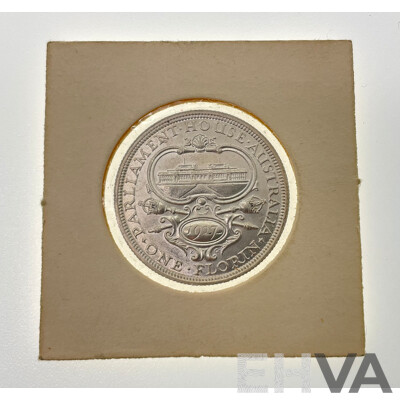 Australian 1927 Silver KGV Florin, Commemorative Canberra, High Grade .925