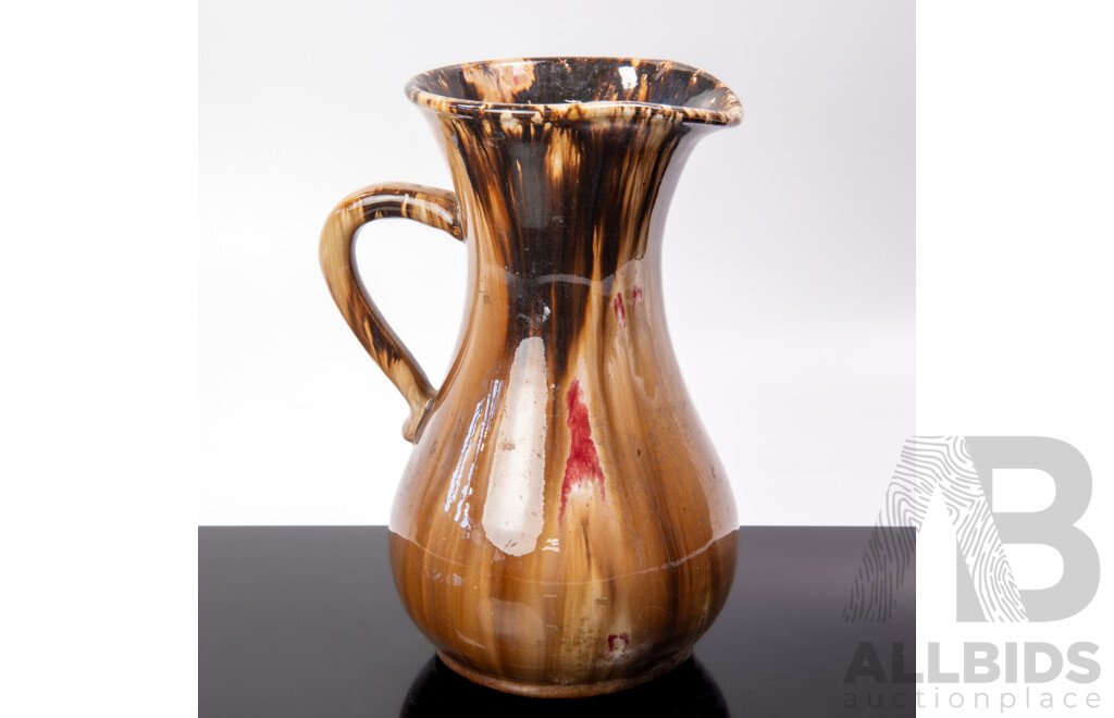 Vintage Australian Tasmanian John Campbell Pottery Jug with Brown & Crimson  Glaze