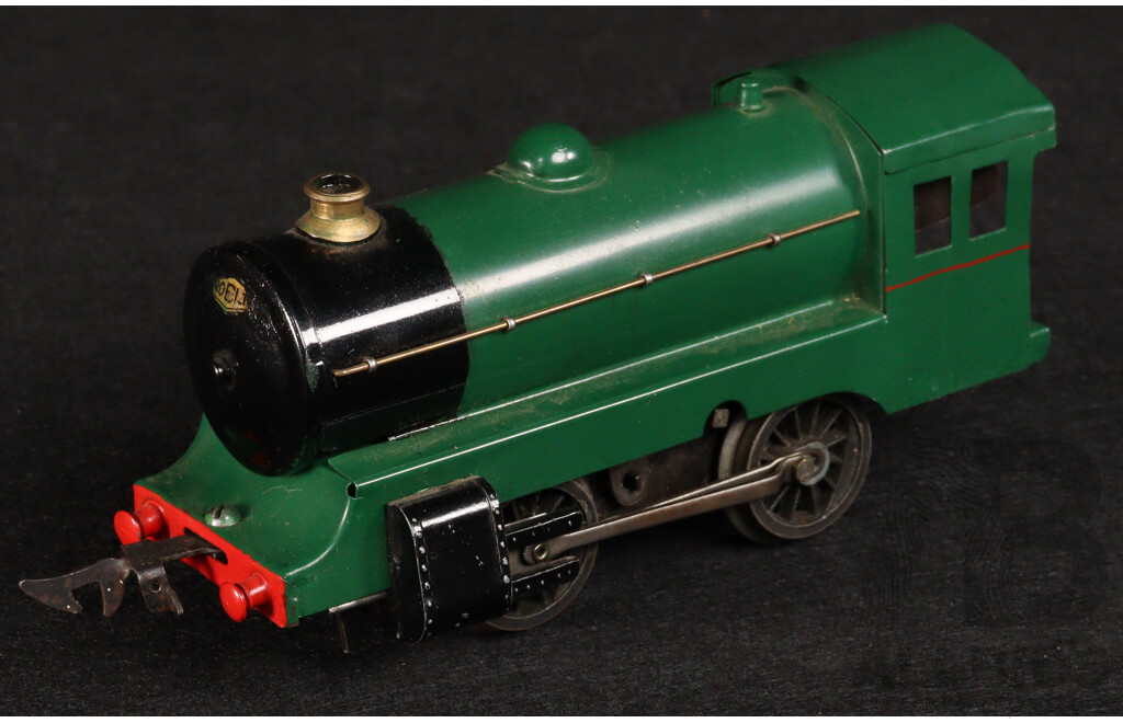 Vintage Robilt O Gauge Pressed Steel Clockwork Steam Locomotive, Made in Australia