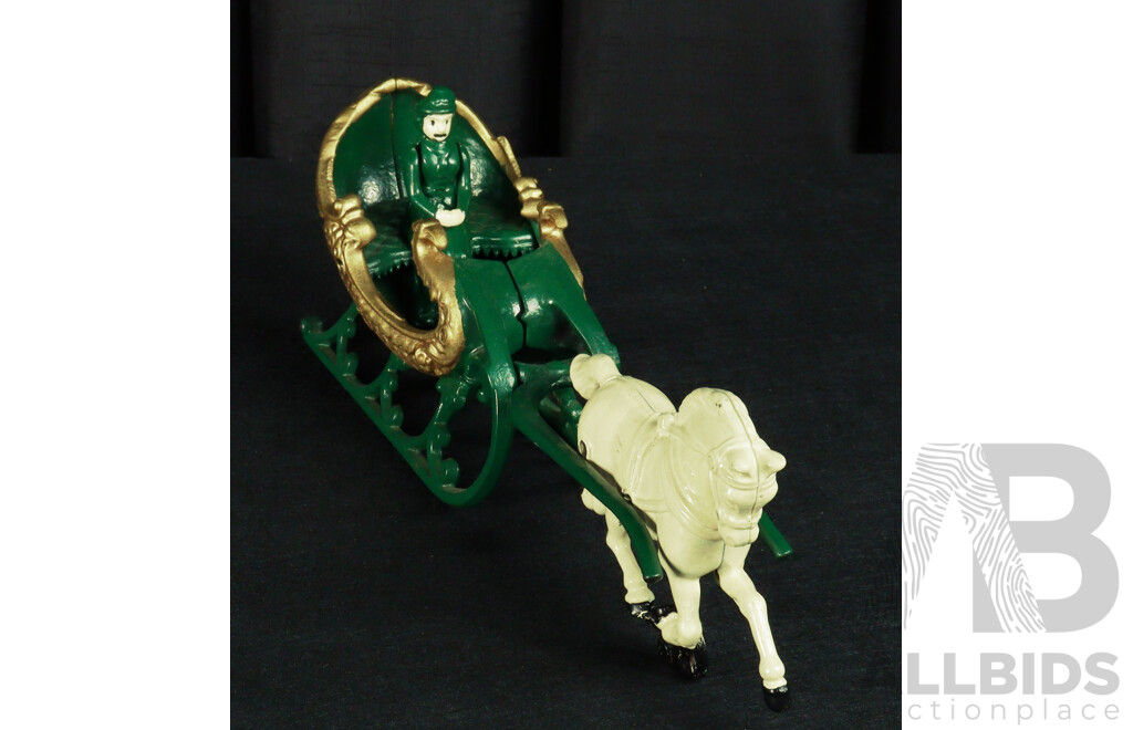 Vintage Hubley Cast Iron Horse Drawn Sleigh and Driver