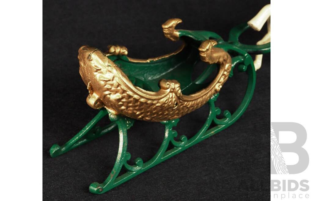 Vintage Hubley Cast Iron Horse Drawn Sleigh and Driver
