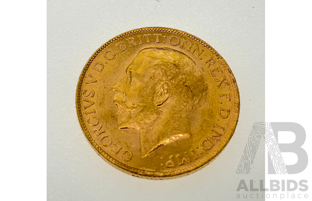 Australian 1922 KGV Gold Sovereign, Perth Mint .917