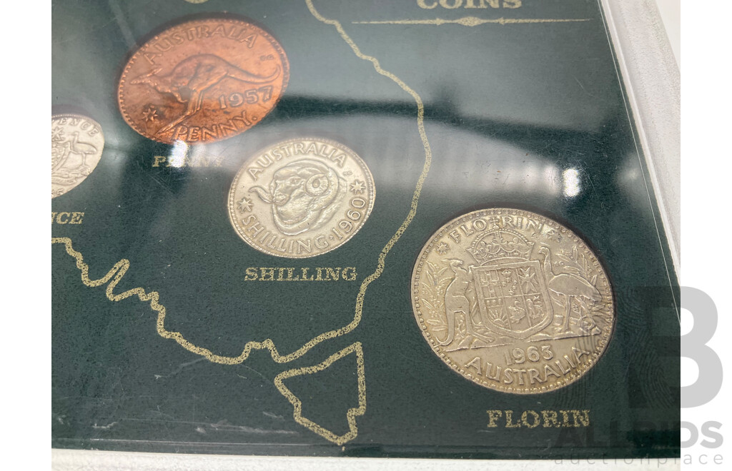 Australian Predecimal Coin Set with 1966 Round Silver Fifty Cent