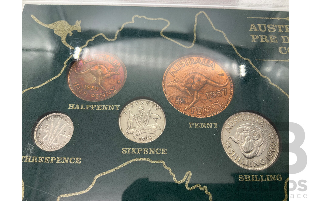 Australian Predecimal Coin Set with 1966 Round Silver Fifty Cent