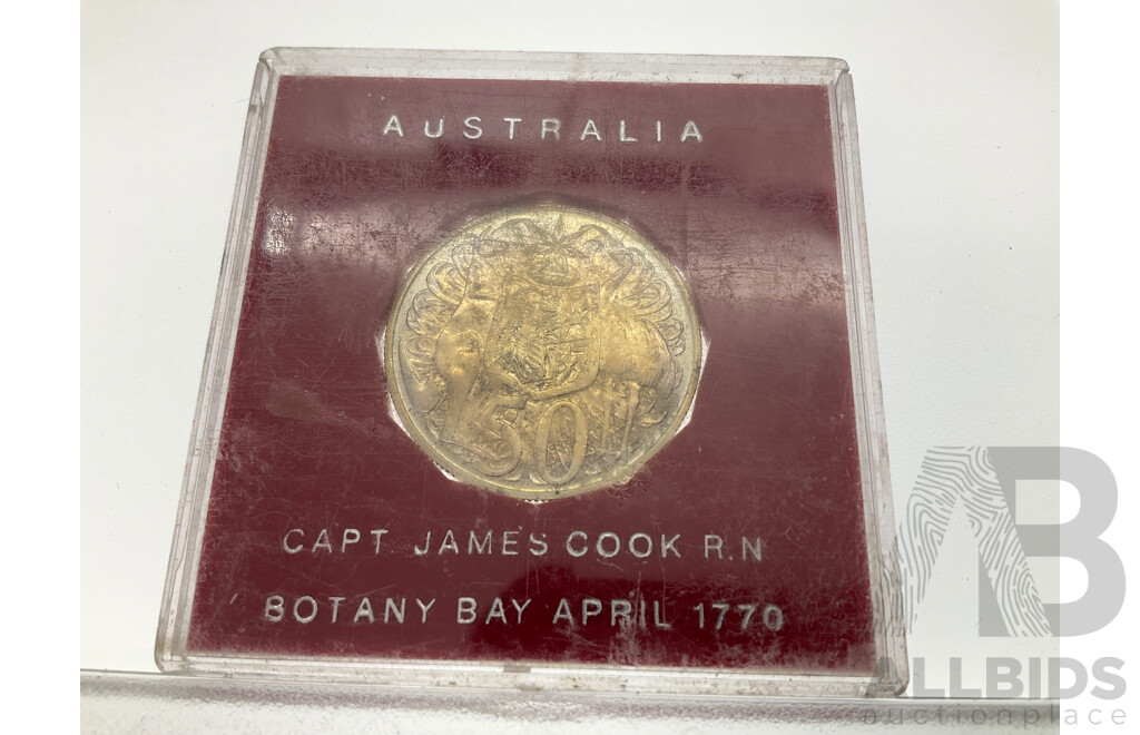 Australian Predecimal Coin Set with 1966 Round Silver Fifty Cent