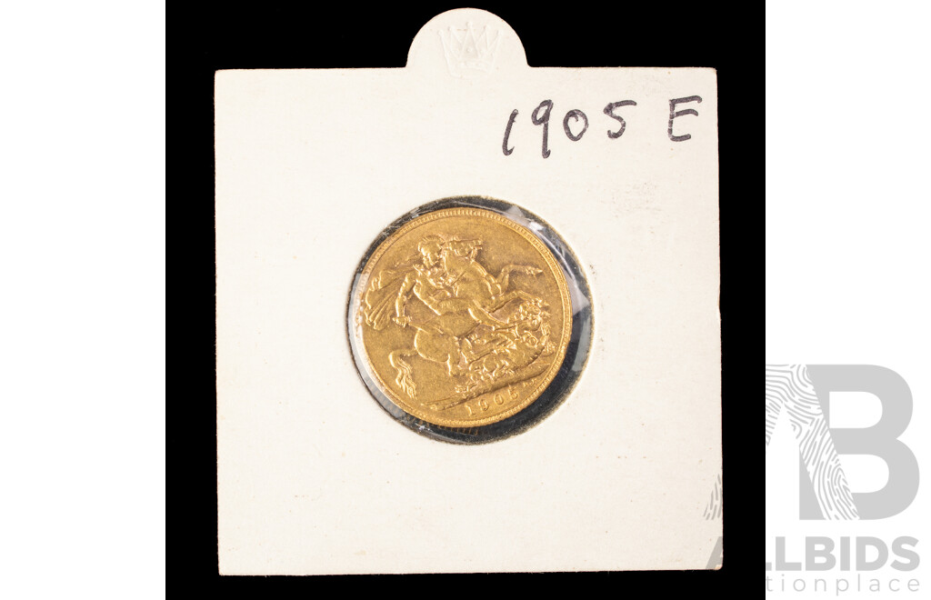 Australian 1905 KEVII Gold Sovereign .917