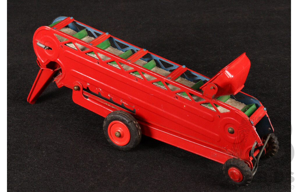 Vintage Modern Toys Pressed Steel Battery Operated Tractor, Conveyor and Scoop, Made in Japan