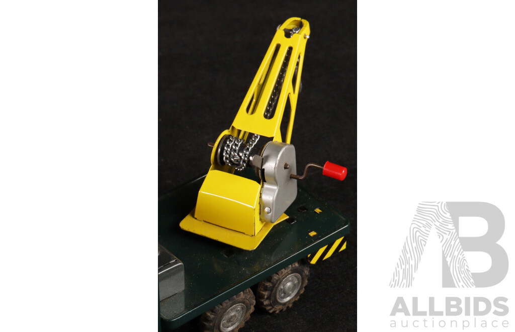 Vintage Haji Pressed Steel 'Wreck Car' with Friction Motor and Original Box , Made in Japan