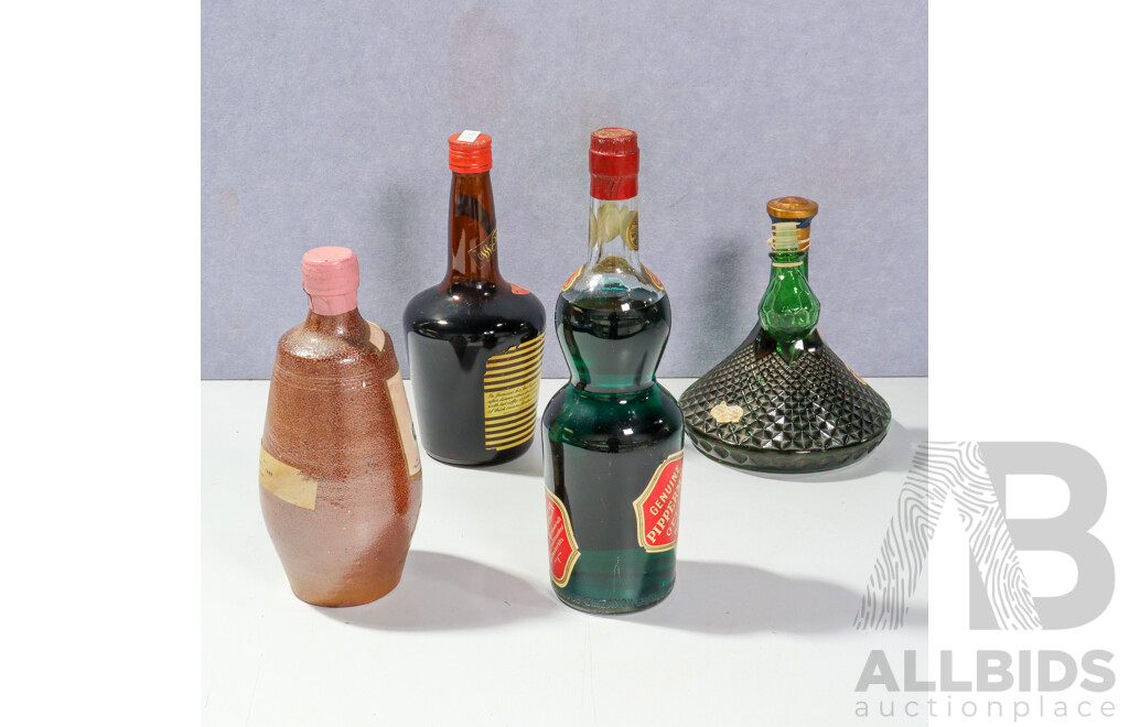 Collection Four Bottles Alcohol Comprising Tia Maria Get Freres Cream De Menth, St Martino Vino Chianti & Gingal Rose Wine