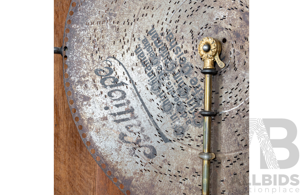 Turn of the Century Komet Upright Music Box in Walnut Case on Later Stand with 44 Various 45cm Kalliope Discs