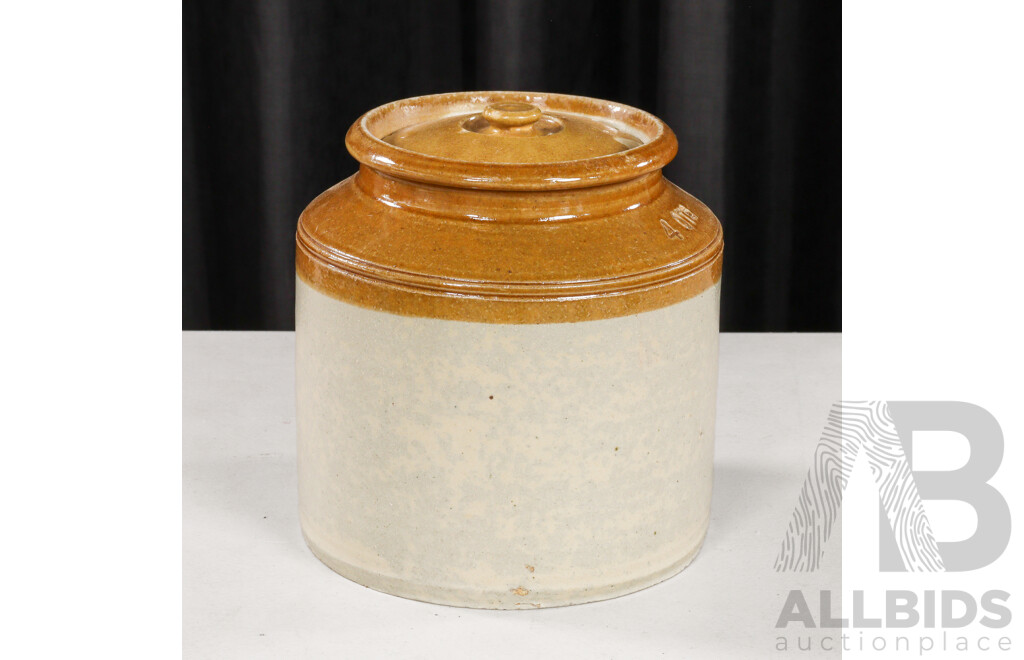 Lidded Ceramic Four Quarts Demijohn