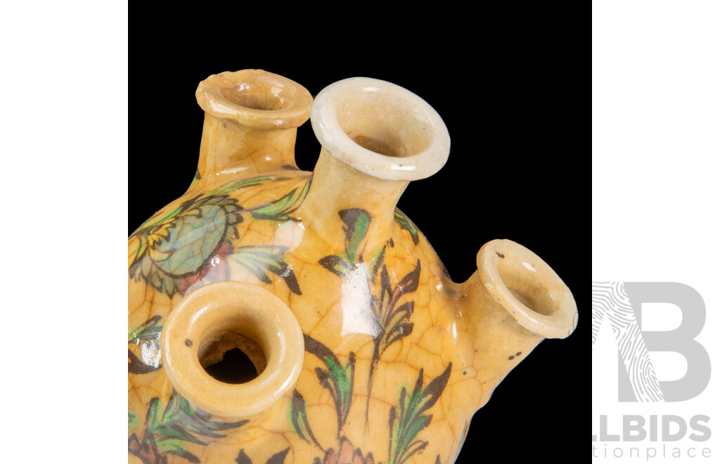 Vimntage Persian Glazed Four Stem Tulip Vase