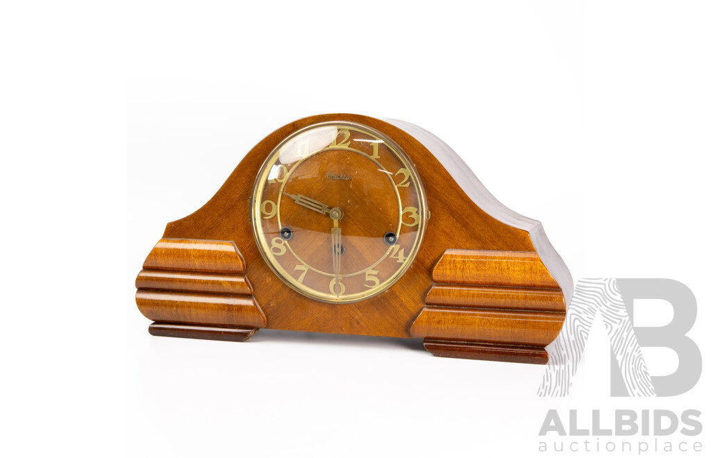 Art Deco Walnut Mantle Clock by Unicorn