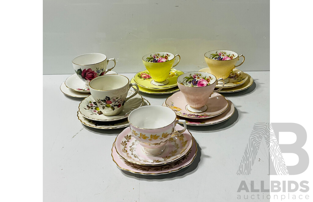 Collection Vintage and Other English Porcelain Incuding SIx Trios by Foley, Colclough and More