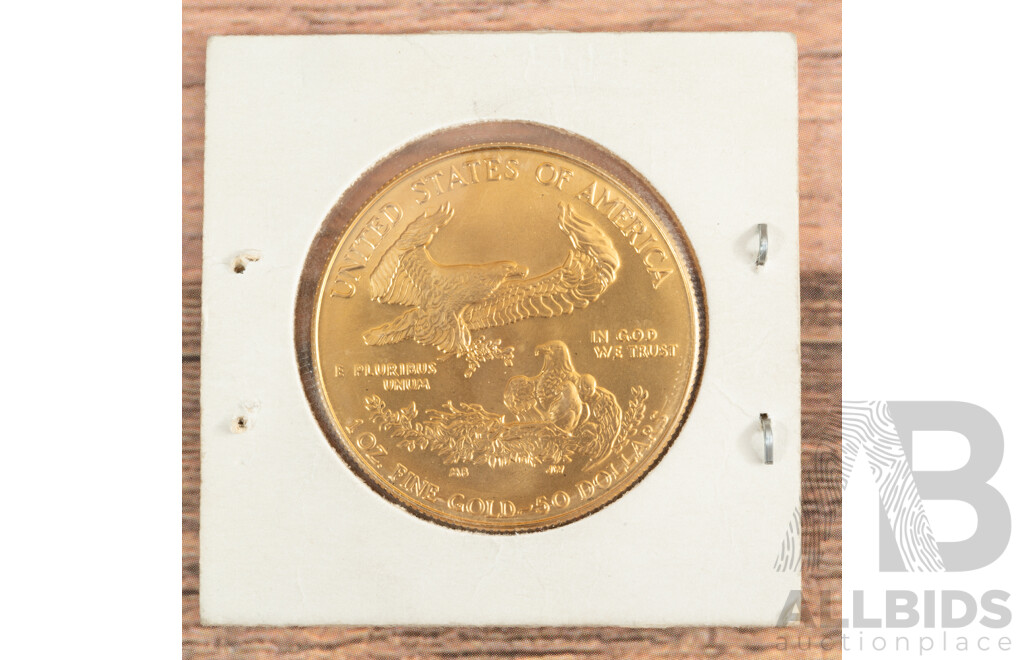 USA 1987 Gold UNC Fifty Dollar Liberty Coin 33.9 Grams .917