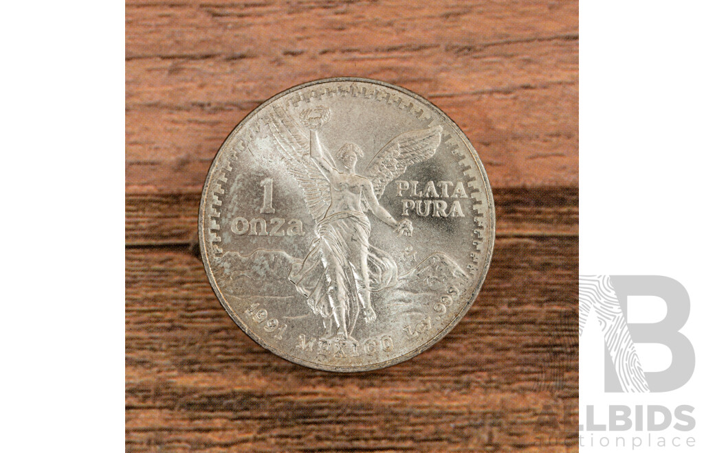 Mexico 1991 Silver One Onza Coin .999