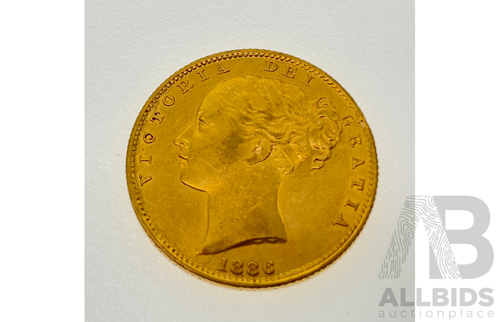 Australian 1886 Gold Sovereign, Sydney Mint .917