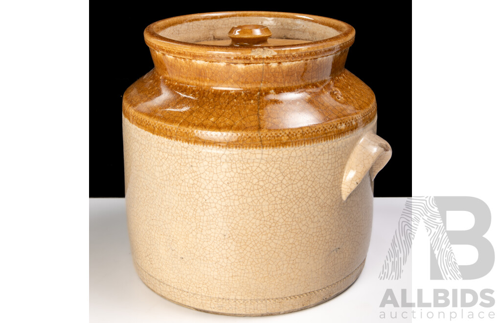 Antique Australian Lithgow Pottery Canister with Lid