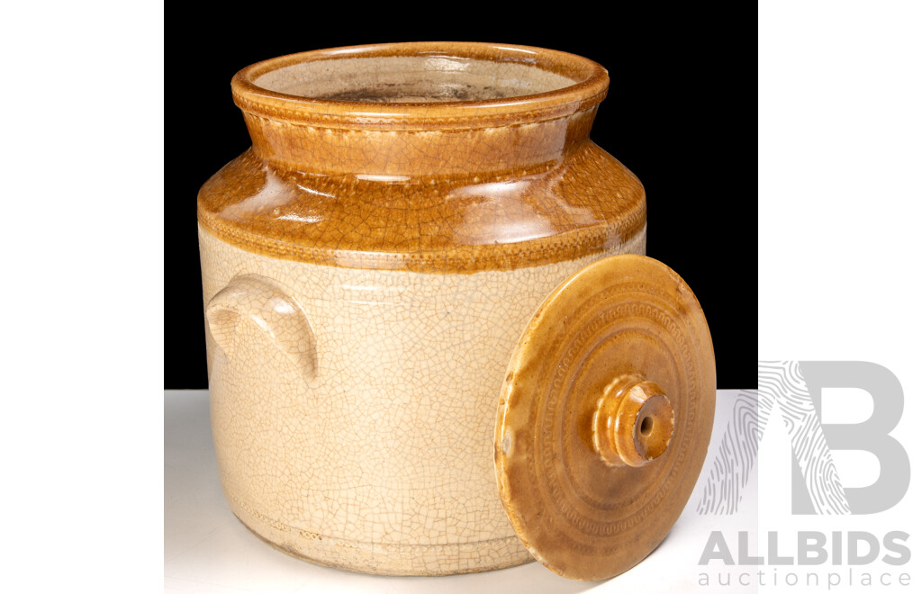 Antique Australian Lithgow Pottery Canister with Lid