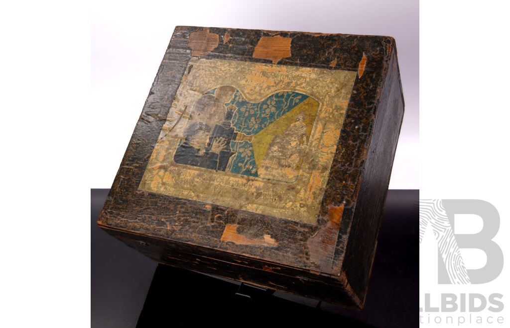 Antique Magic Lantern with Three Sets 12 Glass Slides in Original Box