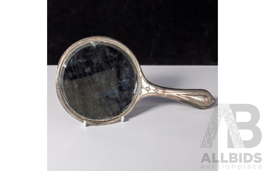 Antique English Art Nouveau Sterling Silver Vanity Mirror, Birmingham 1914