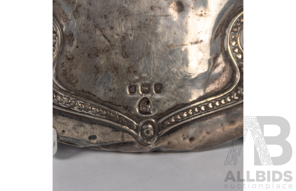 Antique English Art Nouveau Sterling Silver Vanity Mirror, Birmingham 1914