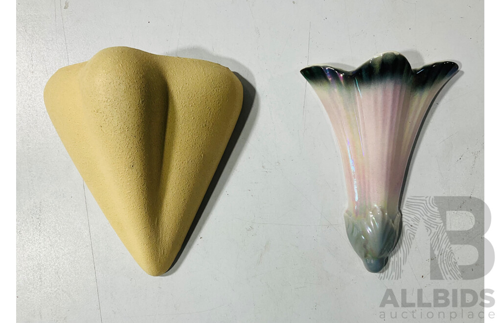 Two Vintage Ceramic Wall Pocket Vases