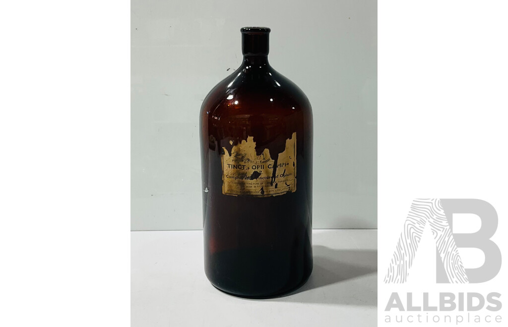 Vintage Tincture of Opium Brown Glass Bottel by Elliots Australian Drug Pty Ltd
