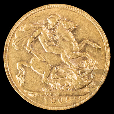 Australian 1905 KEVII Gold Sovereign .917